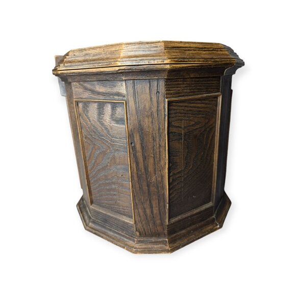 Vintage MCM Lerner Faux Wood Plastic Sewing Box w/Clear Removable Tray 9" Tall - Picture 5 of 15